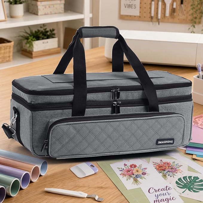 Double Layer Carrying Case with Cutting Mat Pocket & Accessories Storage