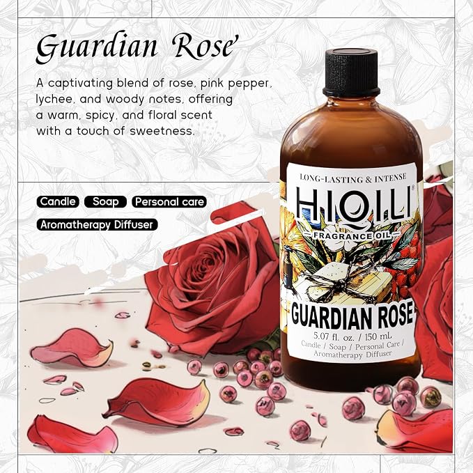 HIQILI Guardian Rose Fragrance Oil for Candle, Soap & Perfume - 5.07 Fl Oz