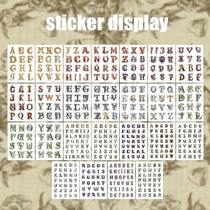 Alphabet Number Vinyl Stickers 50Sheets for Scrapbook Junk Journal Supplies