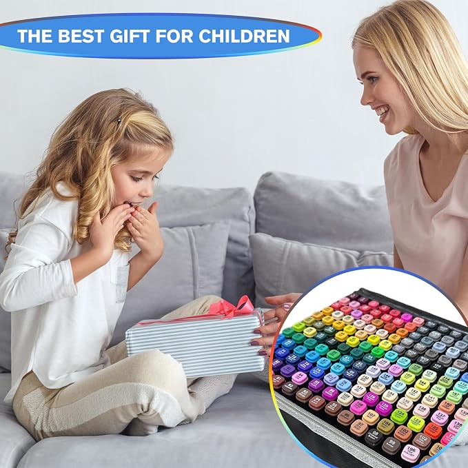 120-Color Dual-Tip Markers Set with Portable Bag - Art Markers for Coloring, Drawing & Sketching -Gift for People Who Love Art.