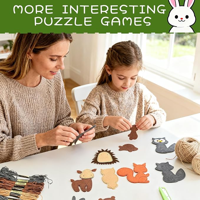 GOASION Sewing Kit for Kids, 8 Pcs Jungle Animals Craft Set, Ages 5+