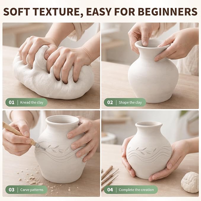 Polymer Clay 3.3Lbs Oven Bake Modeling Clay White & Gray DIY Kit