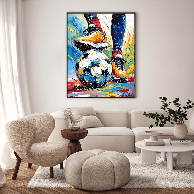 Paint by Numbers Kit for Adults, Soccer Player Painting, 16 x 20 Inch | DIY Adult Paint by Number Kit on Canvas for Beginners, without Frame, Sports Wall Decor, Stress Relief Craft Gift