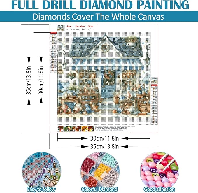 GEWOUVIN Shell Shop Diamond Art Kits for Adults,Diamond Painting Kit for Beginners, Round 5D DIY Dimond Art,Full Drill Painting Kit Art and Crafts for Adults Home Wall Decor【13.8x13.8inch】