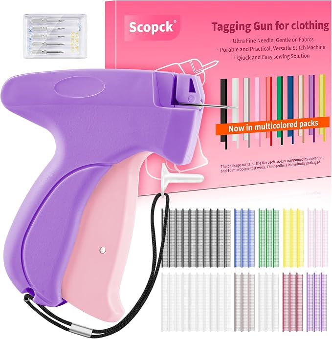 Stitch Gun for Clothes - Handheld Stitch Gun Quick Clothing Fixer - Tagging Gun - Includes 6 Needle, 1000 Black Fasteners & 1000 White Fasteners