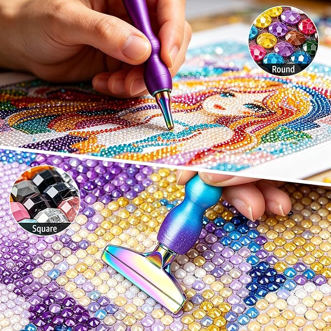 Diamond Art Pens, 21Pcs Diamond Painting Pen Kit,Painting Tools with Stainless Steel & Colored Threaded Metal Tips, Ergonomic Design Gem Art Kits for DIY Crafts