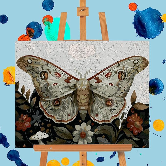 Paint by Numbers Kit for Adults, Butterfly DIY Acrylic Canvas Painting Set | 16x20 Inch, Number Painting Craft Kit for Adults, Perfect for Beginners, Home Wall Decor, Stress Relief Relaxing Hobby Gift