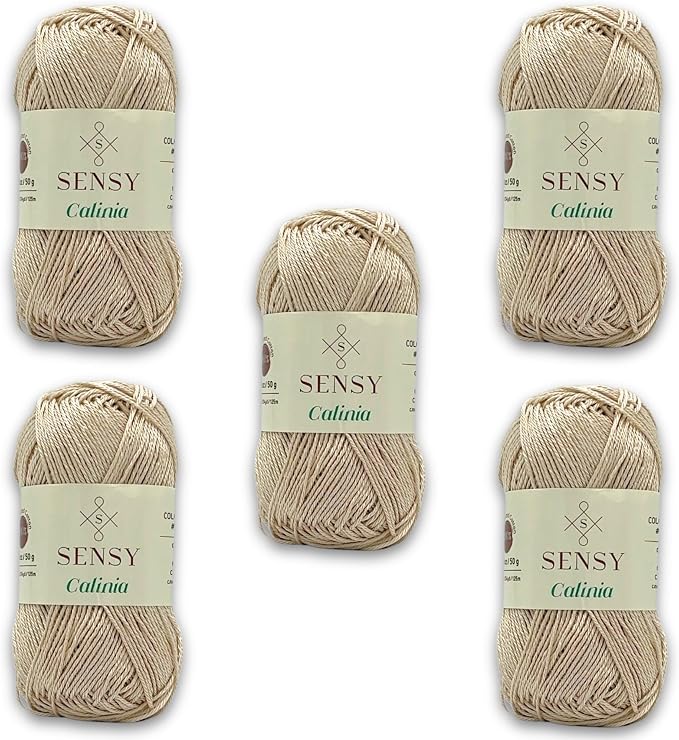 S Sensy Calinia-Mercerized Giza Cotton #2 Fine Yarn 5 Pack Creamy 131 Yards