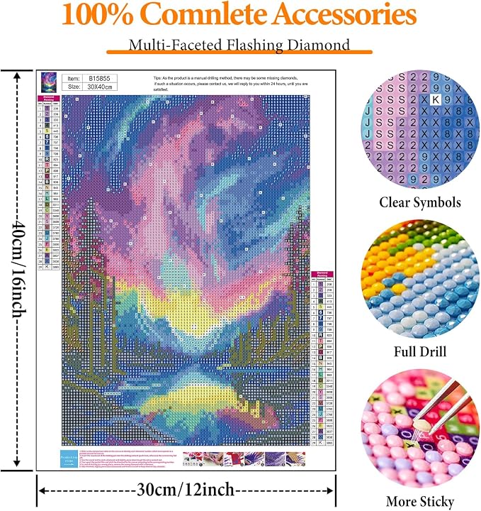 Diamond Art Kits for Adults, Aurora DIY 5D Diamond Painting for Beginners | 12x16 Inch, Full Drill Round Dots, Fantastic Landscapes Gem Art Craft Kits, Home Decor, Stress Relief Relaxing Hobby Gif