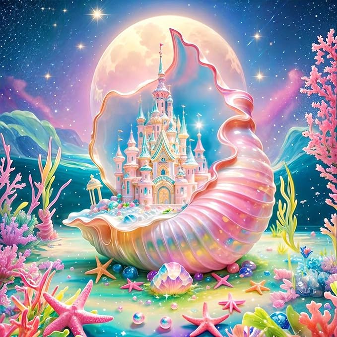 GEEHEIY Diamond Art Kits for Adults, 5D Fantasy Castle Diamond Painting Kit