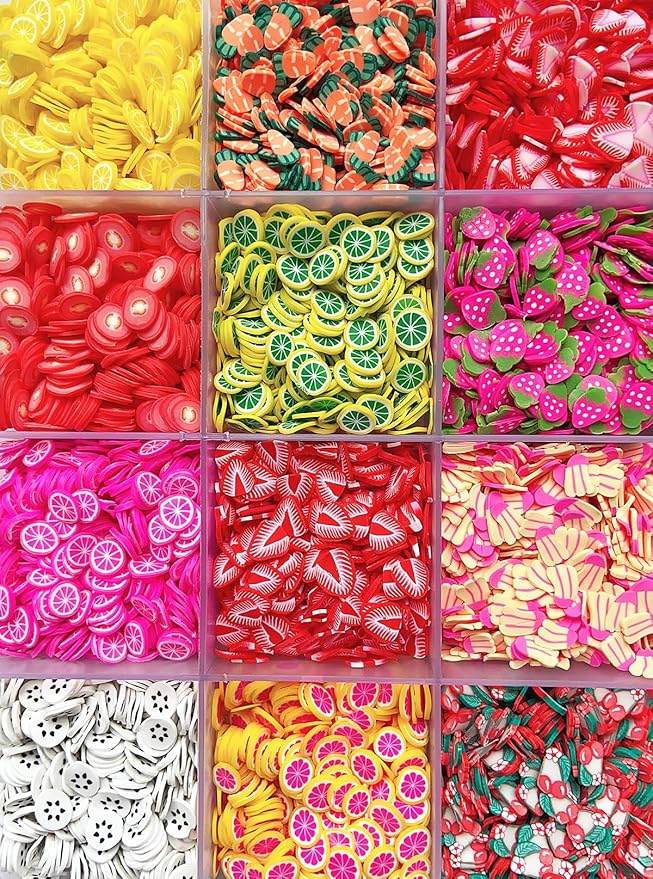 17500Pcs Polymer Fruit Slices Fruit Nail Art Slice 3D Polymer Slices Polymer Clay Slice Colorful Making Supplies for DIY Crafts Nail Art, and Cellphone Decorations(28 Styles)