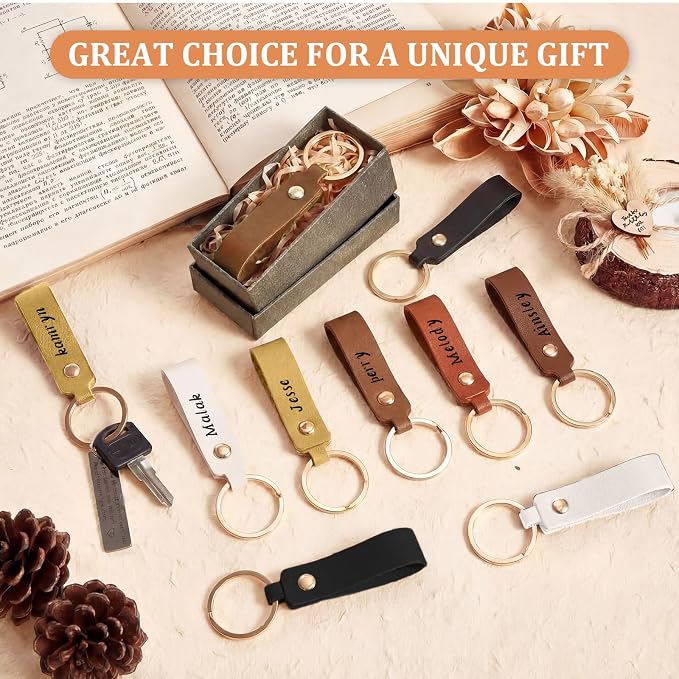 Wavyknot 15 Pcs Leather Keychain Blanks, 3.7 x 0.7 Inches, Colorful