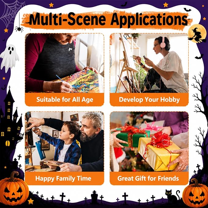 SUJINMEI Witch Paint by Numbers Kit for Adults Without Frame 16X20 inch | Halloween Adult Paint by Number Kits on Canvas, Halloween Painting by Numbers for Adults, Acrylic Paints for Home Wall Decor