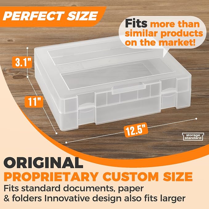 2-Pack Art and Craft Organizers and Storage Case – Thick Tall Transparent Stackable Plastic Craft Storage Containers, Project Organizer Paper Box Fits 8.5 x 11 Inch Papers & More, 12.4 x 10.8 x 3.1 In
