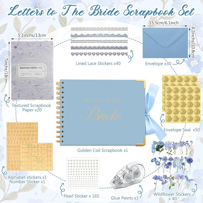 Letters to Bride Scrapbook,8.5 X 7 Inch,Classic,Blue