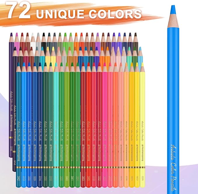 75 Pack Art Drawing Supplies Set with 72 Color Colored Pencils Kit, Eraser, and Sharpener - Perfect for Drawing and Coloring - Soft Oil-Based Cores Ideal for Artists Adults Beginners