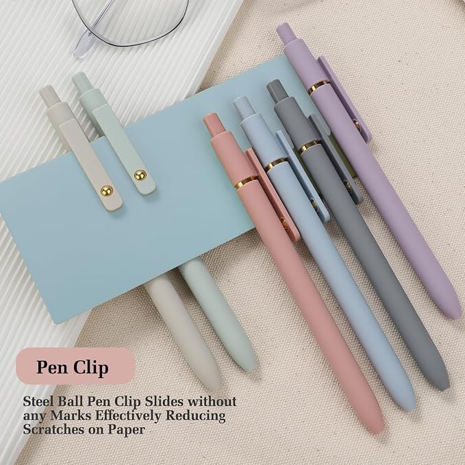 FIOVER Gel Pens, 6pcs Blue Ink Medium Point 0.7mm Smooth Writing Pens