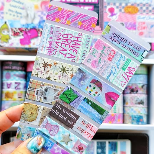 36 Rolls Vaporwave Aesthetic Washi Tape Set, Decorative Scrapbook Tape for Journaling, Bullet Journals, Planners, DIY Crafts and Gift Wrapping