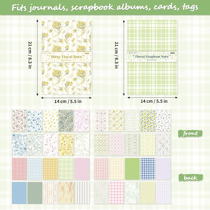 BESARME Scrapbook Paper, 60 Sheets, Double-Sided Floral, 5.5 x 8.3 in | 20 patterns, vintage floral designs, easy to cut and fold, for scrapbooks, cards, journals, DIY crafts