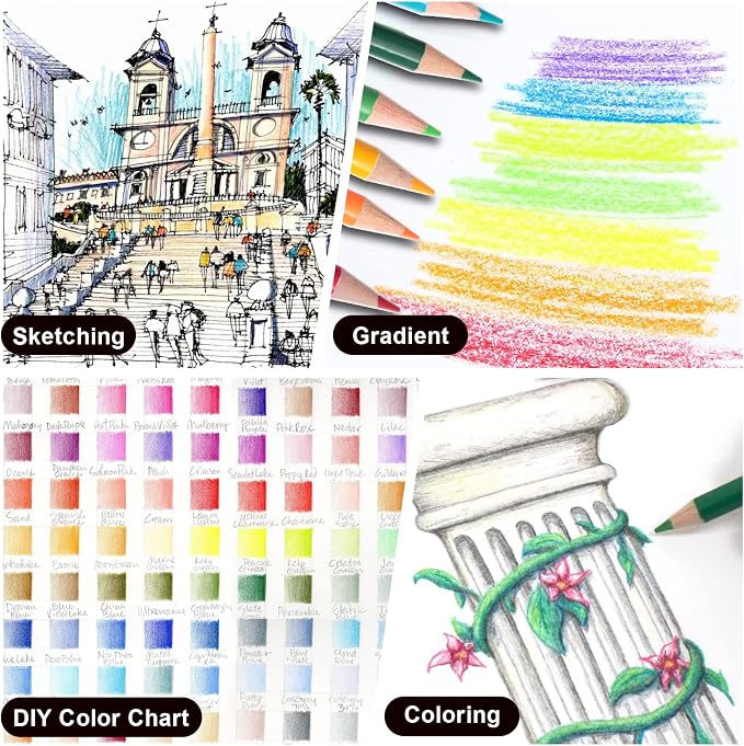 KALOUR Premium Colored Pencils,Set of 120 Colors,Artists Soft Core with Vibrant Color,Ideal for Drawing Sketching Shading,Coloring Pencils for Adults Beginners