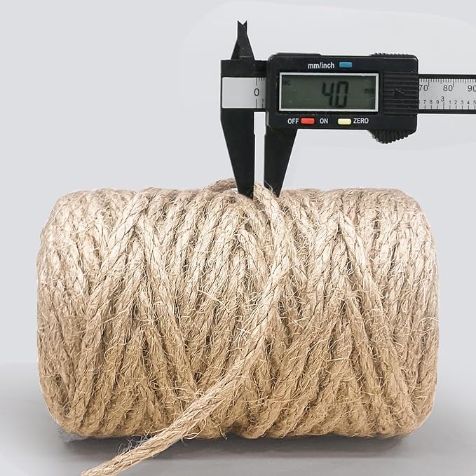 Vanhench Jute Twine Rope 4mm X 120FT | For Crafts Projects Cat Scratcher Scratching Post Tree Gift Wrapping Arts Home Decoration Packing Material Christmas