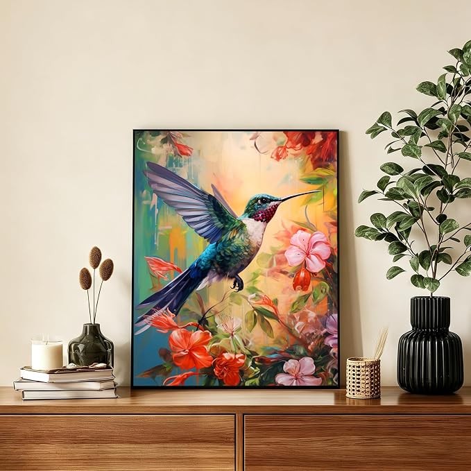AUKELHJ Paint by Numbers Kit for Adults Beginner, Hummingbird, 16X20 Inch | Paint by Number for Adults, Beginner Friendly, High-Definition Color Canvas, Stress Relief, Home Decor, Gifts, Unframed