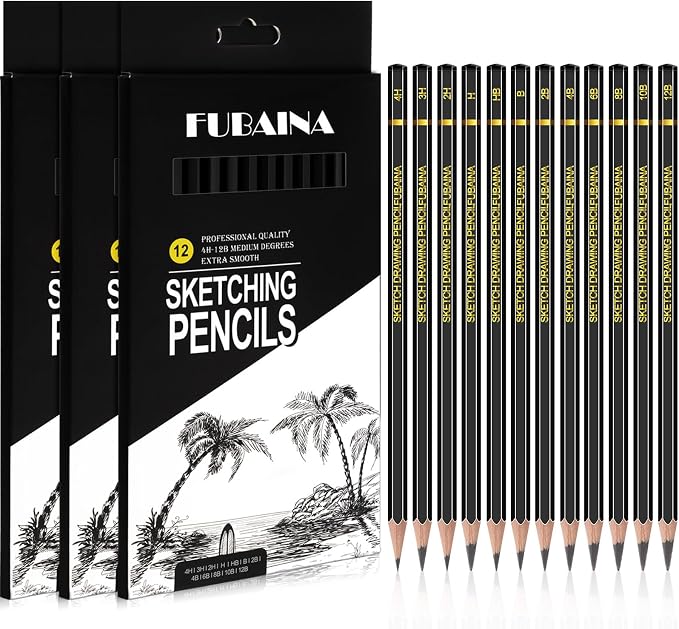 36 Pcs Sketching Pencils, 12B-4H Graphite Drawing Pencils | Art Set for Artists Beginners, Bulk Supply for Studios, Charcoal Graphite Blend, Shading Sketching, Gift-ready Packaging