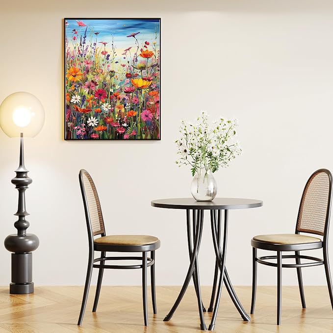 Wlid Flowers Paint by Number Adult-Paint by Numbers Flowers,Canvas Painting by Numbers for Adults Flower,Oil Painting by Numbers for Adults for Gifts and Home Wall Decor(With Gifts Box)16x20inch