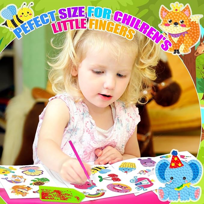 Labeol Diamond Art Kits for Kids Boys and Girls Ages 6-8-10-12 Easy to DIY Creative Diamond Art Sticker Craft by Numbers Kits for Kids and Adult Beginners (Colorful)