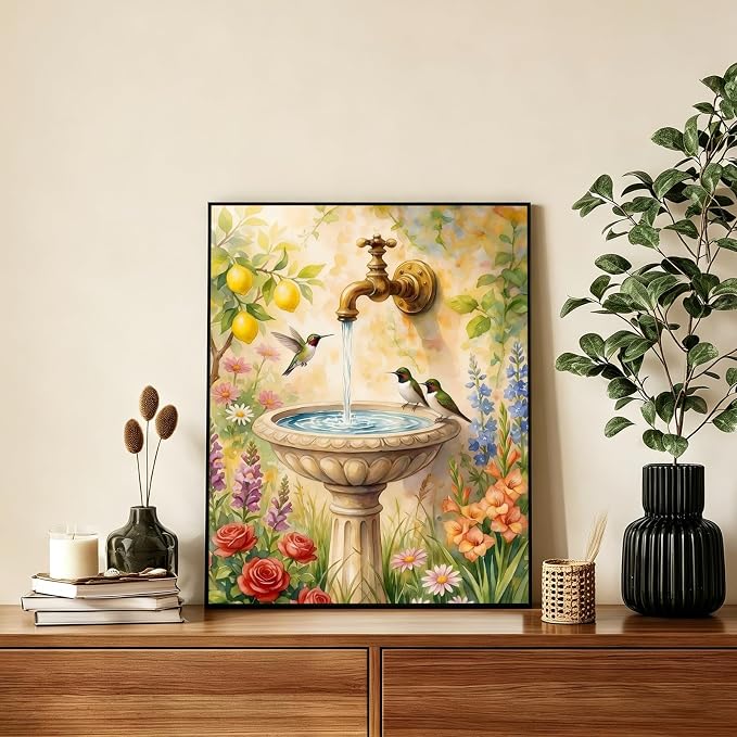 AUKELHJ Paint by Numbers Kit for Adults, Garden Hummingbird, 16X20 Inch | Paint by Number for Adults, Beginner Friendly, High-Definition Color Canvas, Stress Relief, Home Decor, Gifts, Unframed