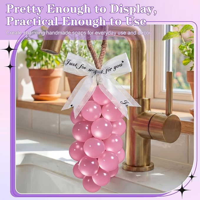 Honeydak Silicone Grape Soap DIY Making Kit 3D Reusable Soap Molds for DIY Crafts Gift for Adults Includes Twine and Ribbon Create Beautiful Grape‑Shaped Soaps