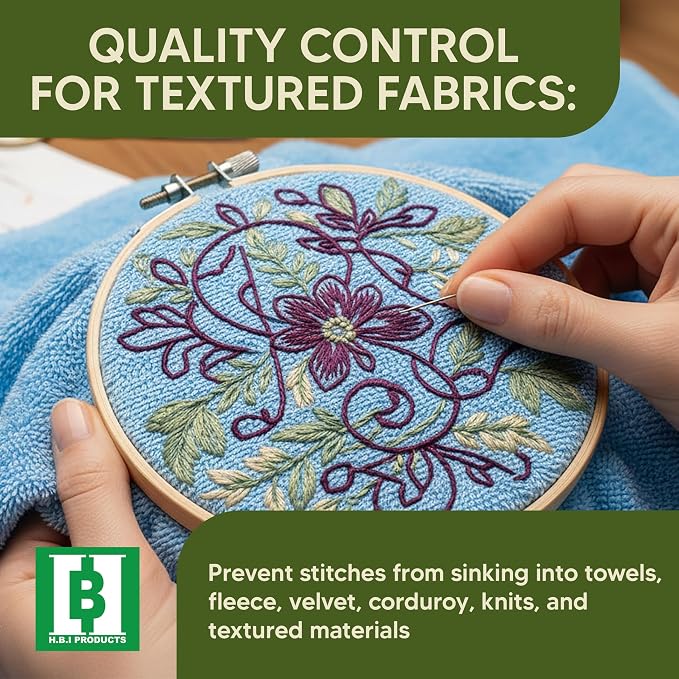 HBI Wash Away Embroidery Topping, Water Soluble Clear Film, 10 in x 25 yd | 1.5 oz water soluble backing, dissolves fully in water, machine and hand embroidery, freestanding lace, applique,