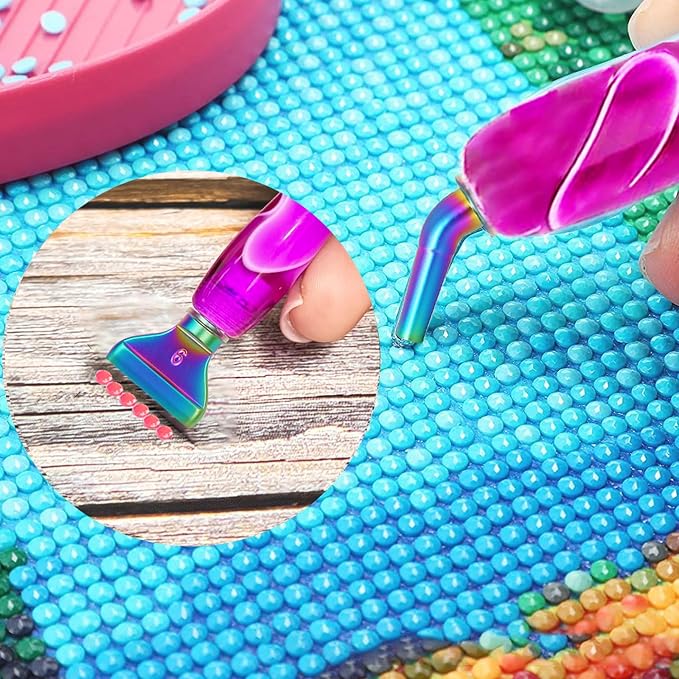 Diamond Art Tools Diamond Painting Accessories Kits with Screw Metal Tip Diamond Painting Pen Drill Bead Dot Pens for Art Craft Nail No Longer Loose (Purple Pen Color 3)