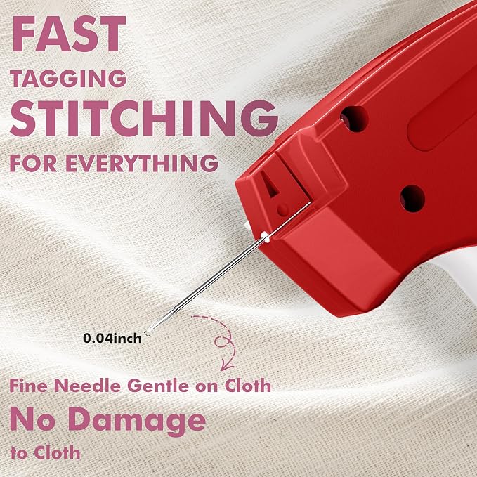Stitch Gun for Clothes, Tagging Gun, Quick Clothing Fixer, Red