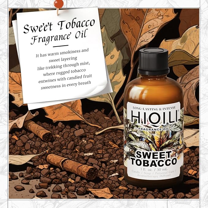HIQILI Sweet Tobacco Fragrance Oil for Diffuser, Candle & Perfume Making