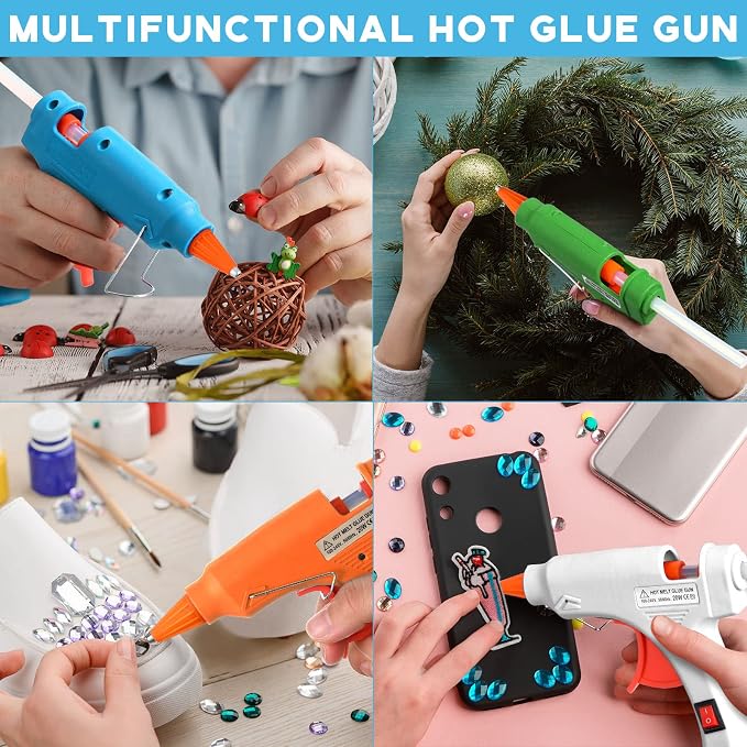 Zhengmy 6 Pcs Mini Hot Glue Guns 20W Low Temp Burn Protection,Multicolor