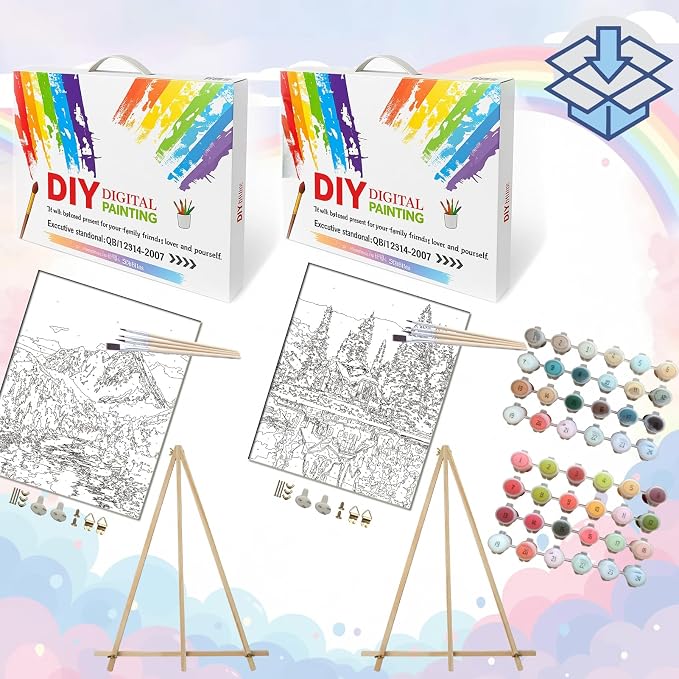 BAISITE Paint by Numbers Kit for Adults,16" Wx20 L 2 Pack Canvas for Painting Kits for Adults in Colorful Box 219220 Already Framed