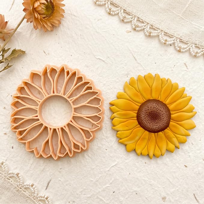 GOTO CLAY TOOLS Trinket Dish Cutter for Polymer Clay, Sunflower Trinket Dish Cutter, 4 inch Length, Embossed Polymer Clay Cutters, Sharp Edge