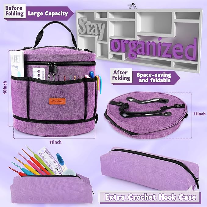 Katech Crochet Kit for Beginners, Adults, Kids Includ Everything You Needed | Crochet & Knitting Kits Includes Crochet Hooks,Large Storage Bag,Soft Yarn, Instruction Compelet Crochet Supplies-Ideal Gift