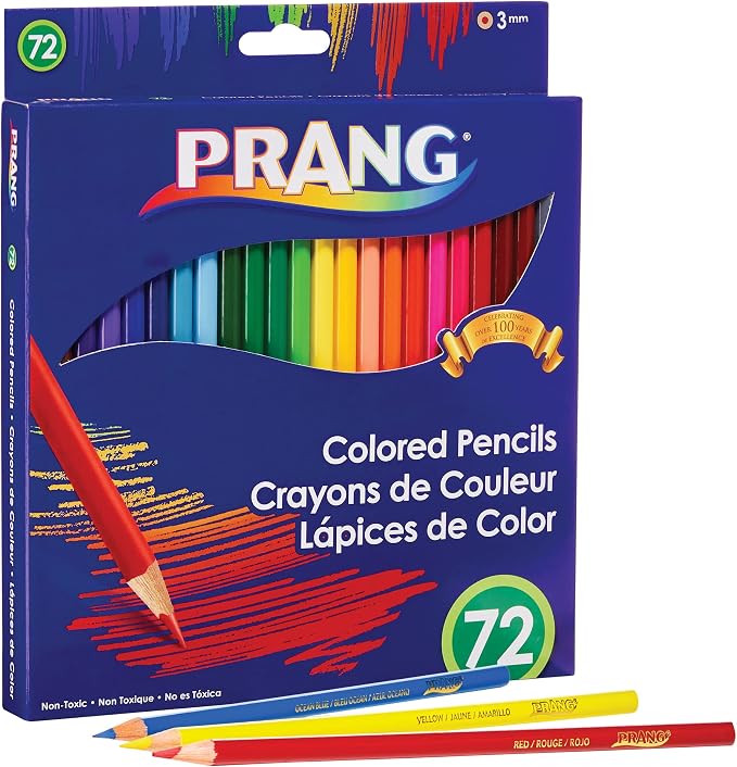 Prang Thick Core Colored Pencils, Assorted Colors, 3.3 mm core, 72 Count