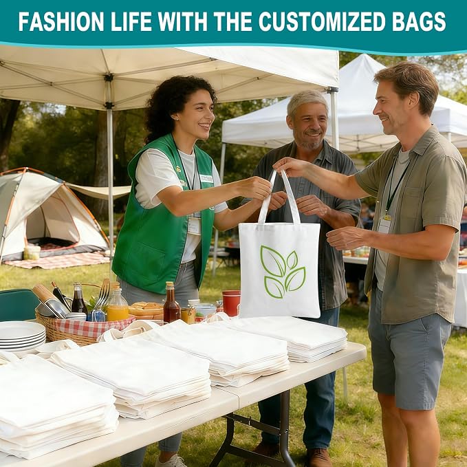60-Pack Sublimation Blanks Tote Bags, White Canvas Bags for DIY Gifts | Reusable grocery shopping totes, heat transfer & HTV ready, personalized gifts for Women, Men, advertising, Party Shopping