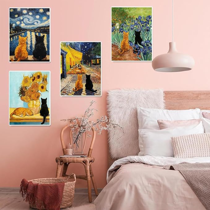 4 Pack Black Cat Diamond Art Kits for Adults Diamond Painting Kit Beginner