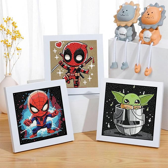 5 Pack Cartoon Diamond Art Kits for Kids, 5 Pack Small Diamond Art Painting | Arts and Crafts for Kids Ages 4-8-12, Cute Gem Arts for Kids Ages 4 8 12, DIY Crystal Gem Kits for Boys Gifts 6X6 Inch