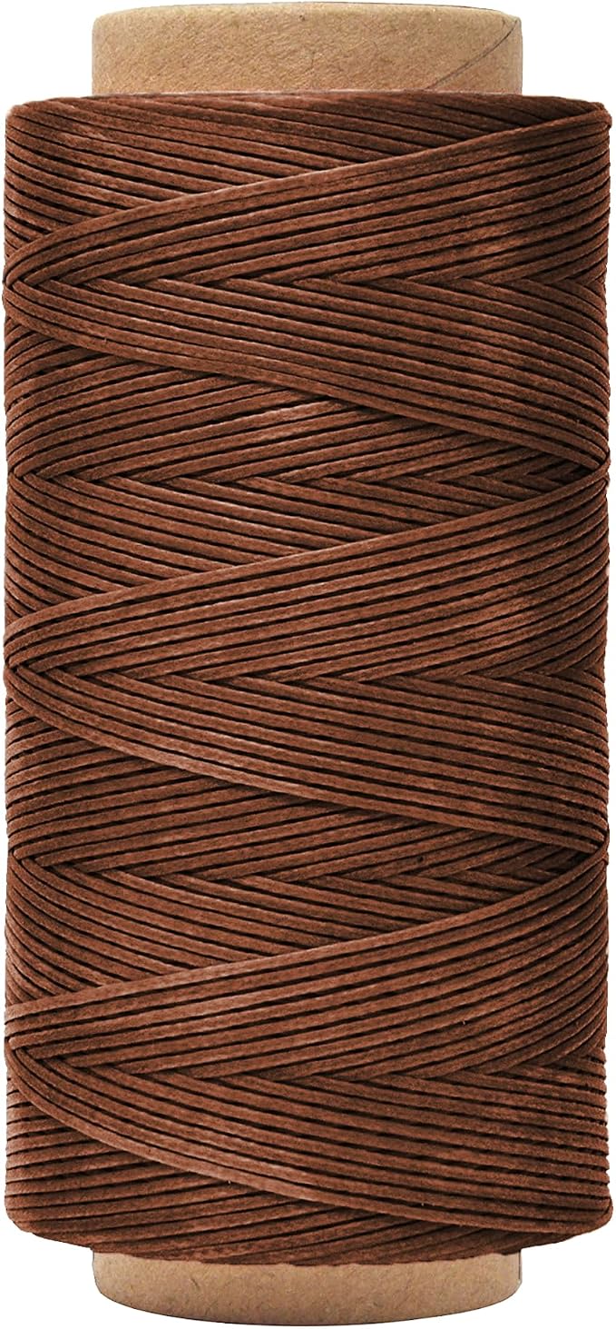 Mandala Crafts 210D 1mm Brown Flat Waxed Thread for Leather Sewing