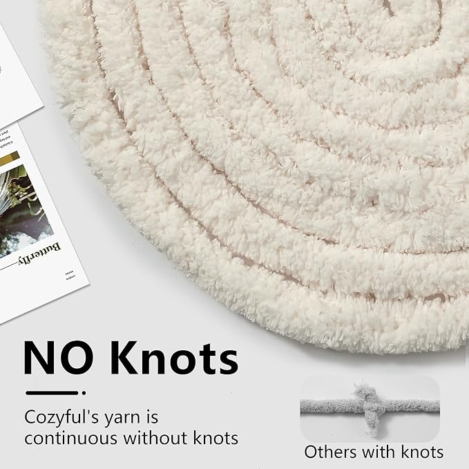 Cozyful Chunky Yarn for Hand Knitting - #10 Chunky Chenille Yarn, Jumbo Big Thick Chunky Yarns for Crocheting, Super Bulky Chunky Knit Blanket Yarns, 8 Skein (22 yds 8 oz Each Skein), Beige White