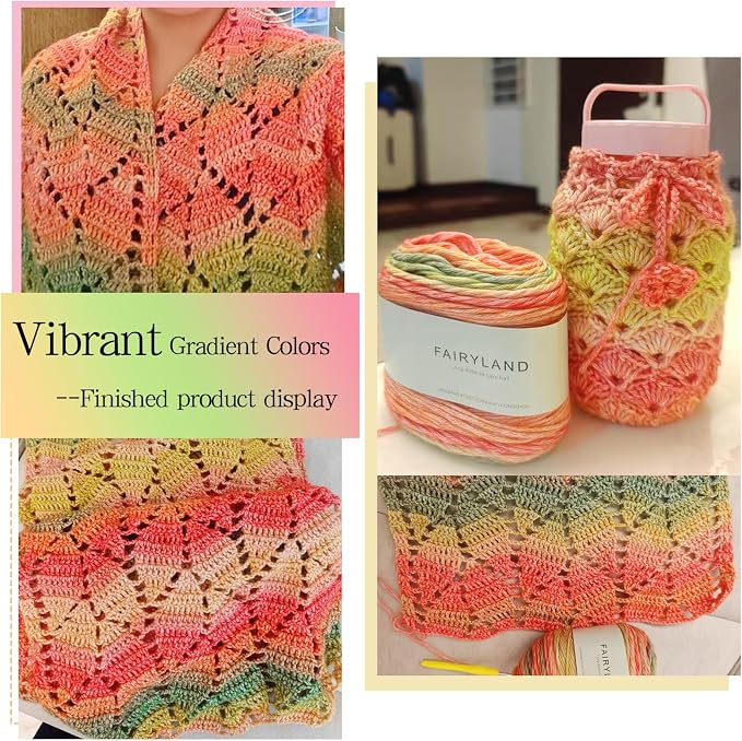 Katech 4 Pack of 100g/3.52 oz Gradient Cake Yarn for Crocheting-Ombre Yarn | 100g/3.52 oz-DK Light Weight #3-60% Cotton 30% Acrylic 10% Wool-Perfect for Scarves, Shawls, Blankets and Garments(H)