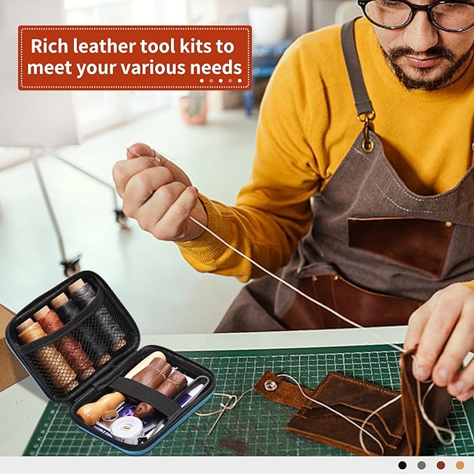 Leather Sewing Kit Leather Stitching Kit with Sewing Awl Waxed Thread