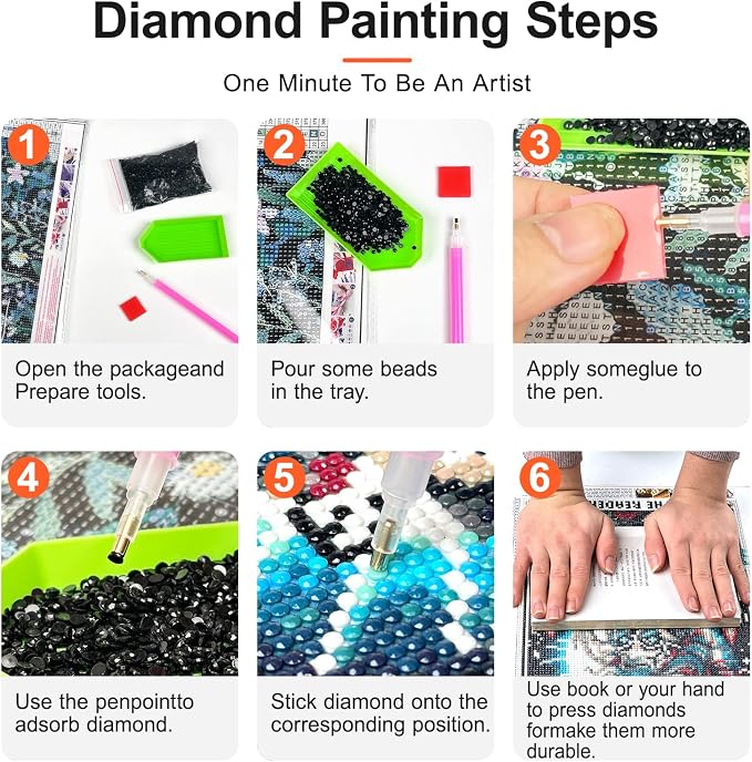 6 Pack Diamond Art Kits for Adults, Diamond Painting Kits for Beginner | Fantasy Diamond Dots Full Drill Crafts for Gem Art Dot Art for Adults Home Wall Decor for Teens Boys Girls 5D DIY 12x16 inch