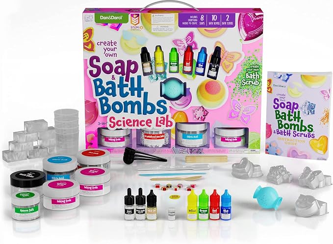 Dan&Darci Soap & Bath Bomb Making Kit for Kids, 3-in-1 Spa Science Kits, Craft Gifts for Girls & Boys Age 6-12 Year Old Girl Crafts: DIY Experiment Toys, Gift for Kid Ages | Gifts for Girls & Boys Age 6-12 Year Old Girl Crafts: DIY Experiment Toys, Gif...