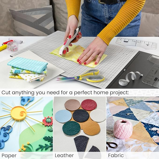 ARTEZA Fold & Stow Multifunctional Cutting Mat Set, 18x24 Inch, Self-Healing, Anti-Slip, with Detachable Ironing Pad, T-Shirt Alignment Rulers, and Tape Measure
